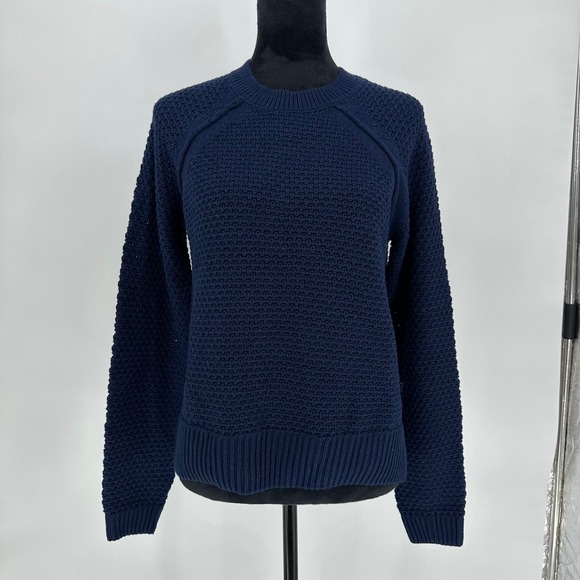 GAP Sweaters - NEW Gap Navy‎ Blue Textured Reverse Stockinette Knit Sweater Long Sleeve Small